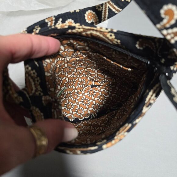 Vera Bradley Hannah Bag in Caffe Latte Retired Paisley Print Small Purse Handbag - Picture 2 of 5